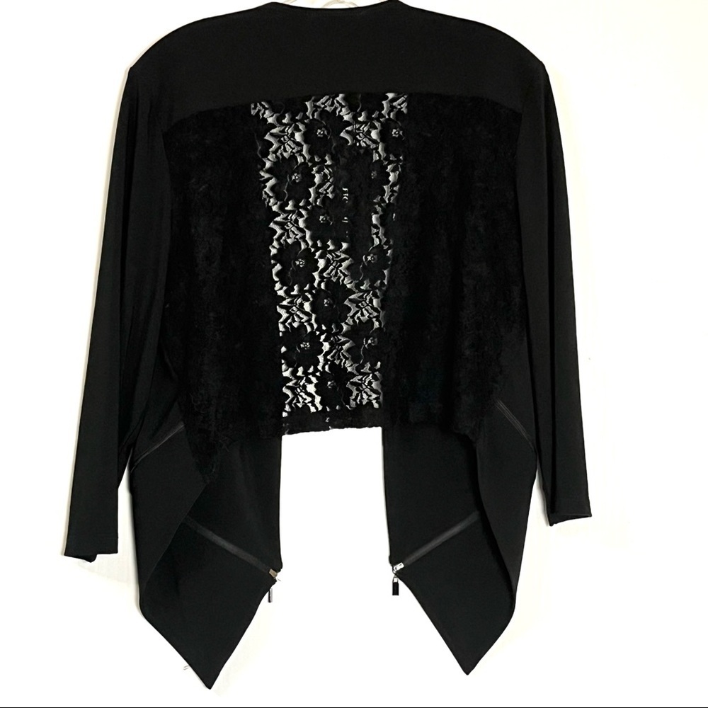 Black Lace Asymmetrical Jacket Whimsigoth Boho Gothic Romantic Witchy M NWT $95 - Picture 6 of 6